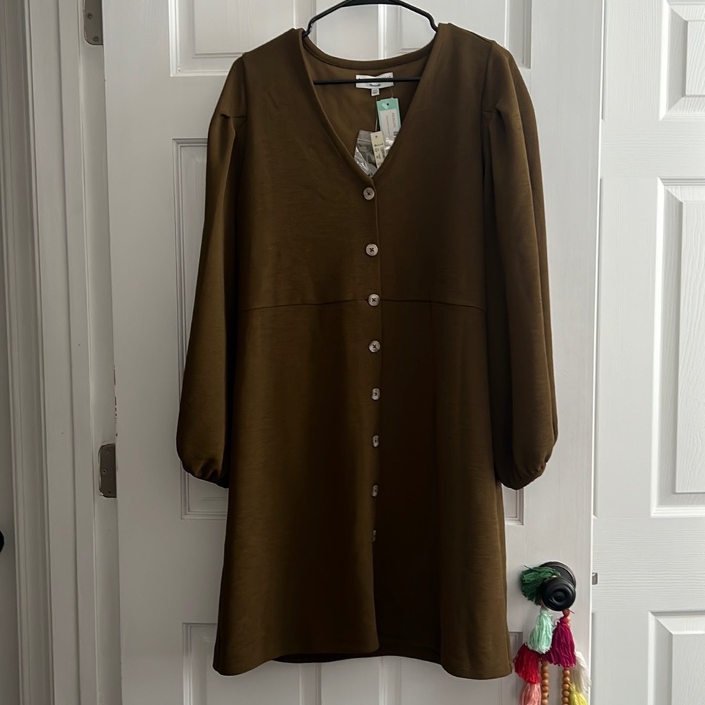 NWT Madewell Texture & Thread Crepe Balloon Sleeve Dress